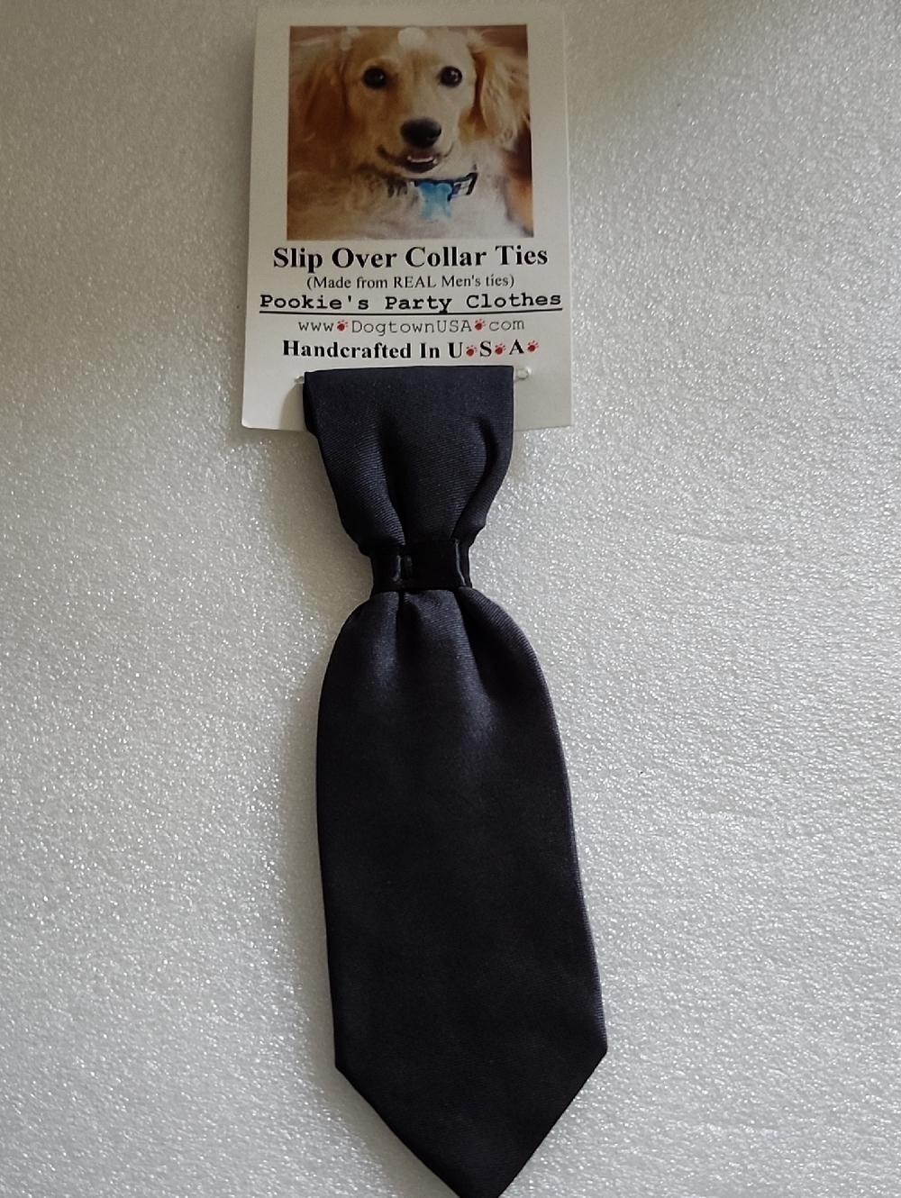 Hand Crafted Black Slip Over Dog Tie